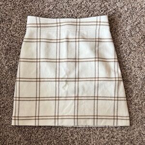 J. Crew Cream and Tan Plaid Mini Skirt